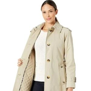 LONDON FOG Megan Heritage Trench Coat with Removable Lining -Stone/tan